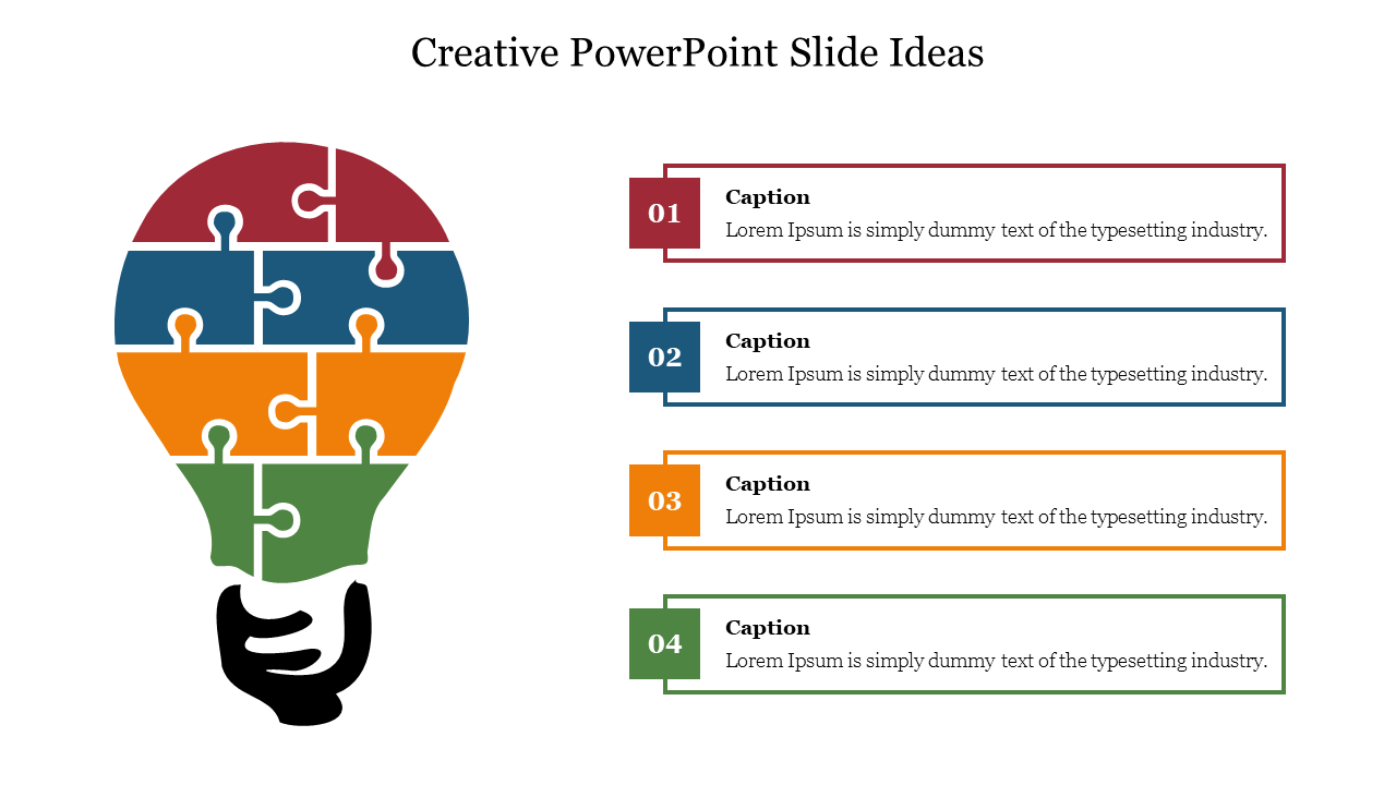 Creative PowerPoint Slide Ideas Template With Light Bulb